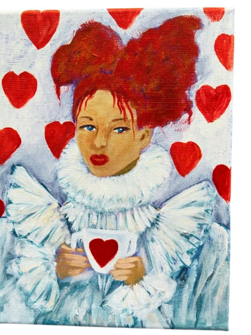 Queen of Hearts Portrait Original Acrylic Painting on 9" x 12" Canvas